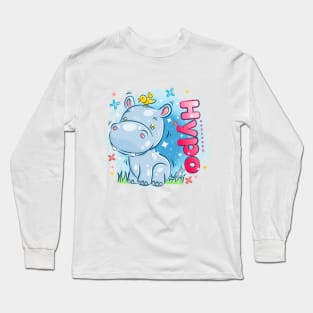 Cute hypothalamus playing with the yellow bird kids Long Sleeve T-Shirt